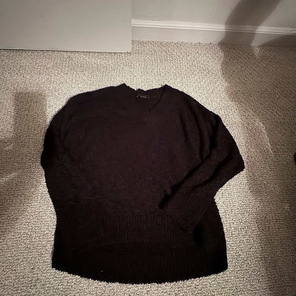 Sanctuary Women's Black fuzzy Crew Neck Sweater